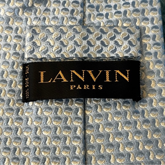 Lanvin Vintage silk tie Classic Light blue and white - Picture 1 of 5
